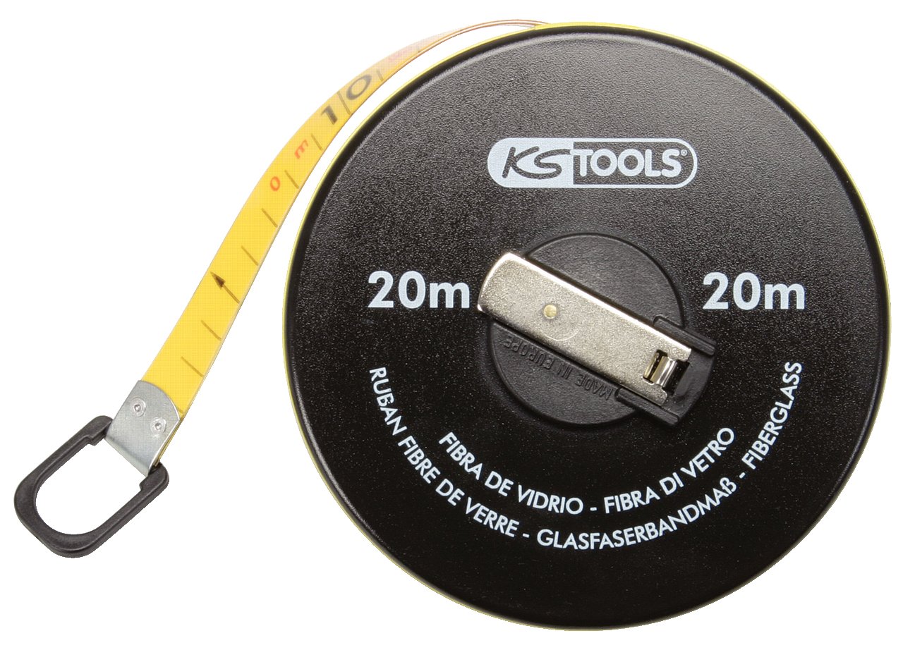 KS TOOLS 10m Enclosed Glass Fiber Tape Measure - Durable, Accurate Measuring Tool for Construction, DIY Projects & Home Improvement