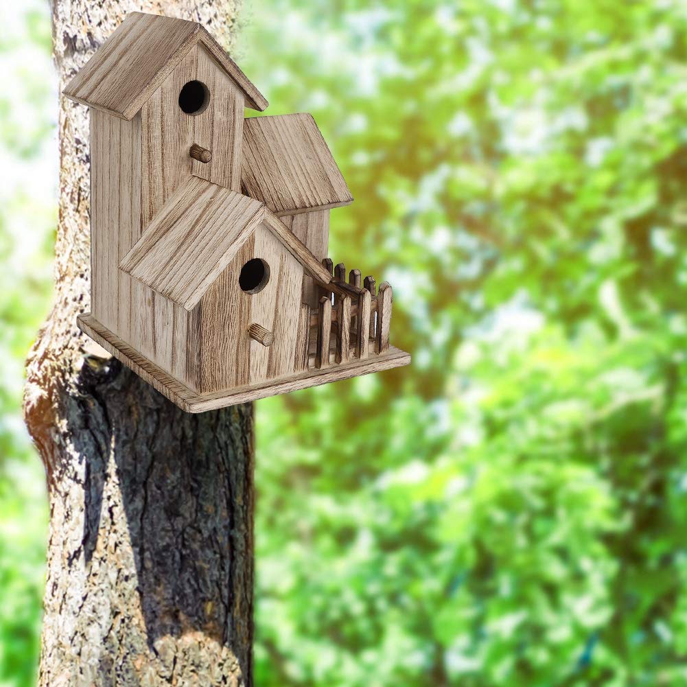 Unfinished Wooden Bird House for Painting - Large Sparrow Breeding Box & Hanging Nest for Indoor/Outdoor Use | DIY Castle-Style Birdhouse for Garden, Patio & Backyard Decor