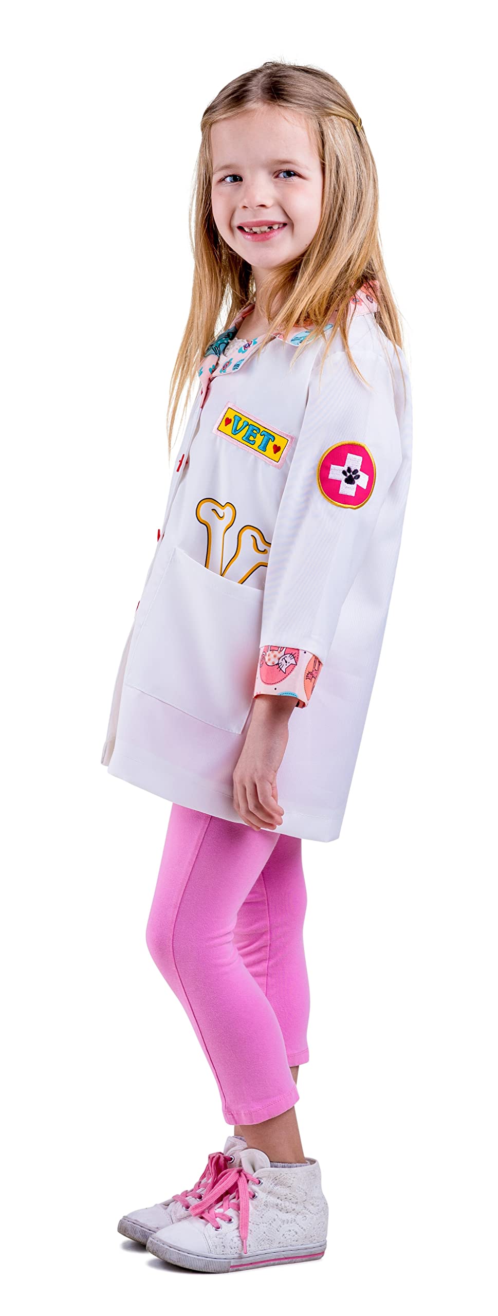Girls Veterinarian Costume - Kids Vet Lab Coat for Dress Up & Role Play | Halloween, Career Day & Pretend Play Outfit