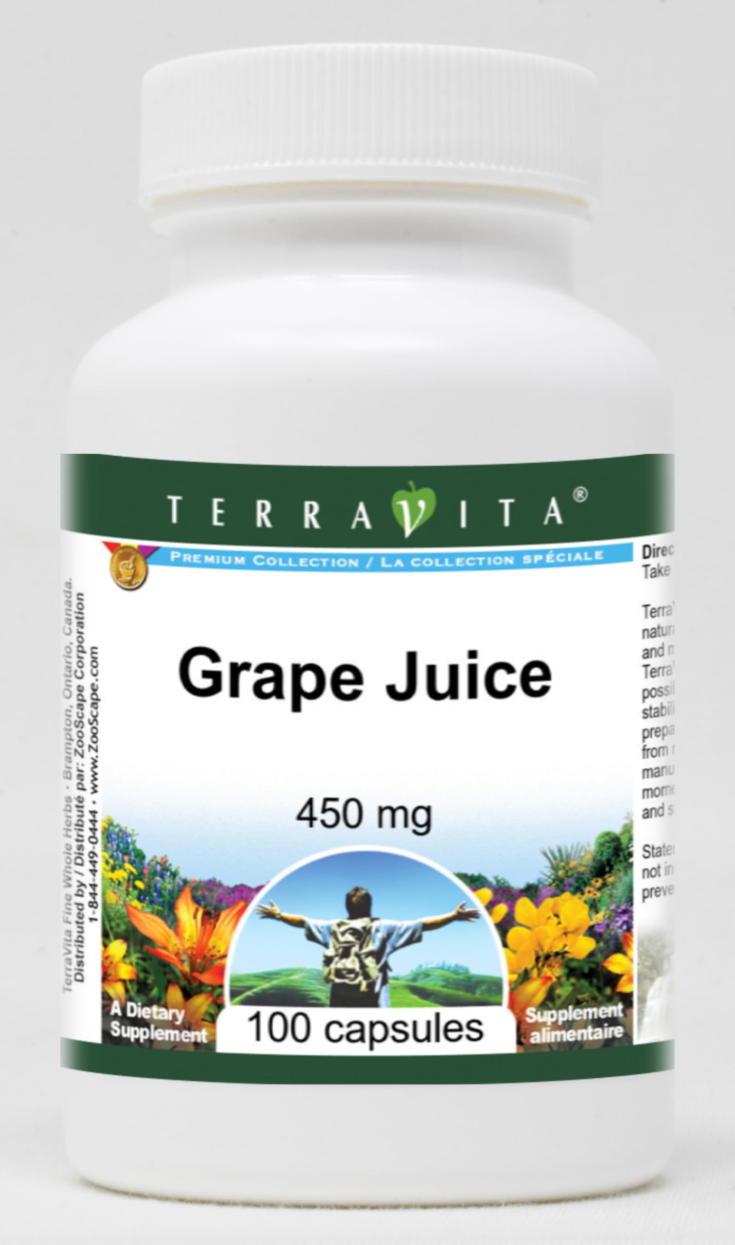 Premium Grape Juice Extract 450mg - 100 Capsules (ZIN: 520327) for Immune Support & Antioxidant Benefits | Dietary Supplement for Daily Wellness