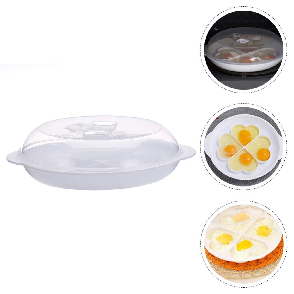 SOLUSTRE 4-Cavity Microwave Egg Poacher - Heart-Shaped Egg Cooker & Steamer for Perfect Poached Eggs - Quick & Easy Breakfast Maker for Kitchen & Home - Ideal for Healthy Meals, Meal Prep & Family Cooking