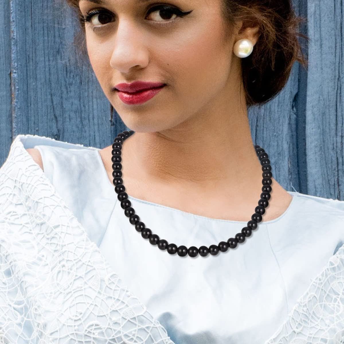 Navajo Black Pearl Layered Necklace for Women - Western Cowgirl Beaded Pearl Jewelry for Party, Wedding & Everyday Wear | Boho Chic Accessories for Women & Girls