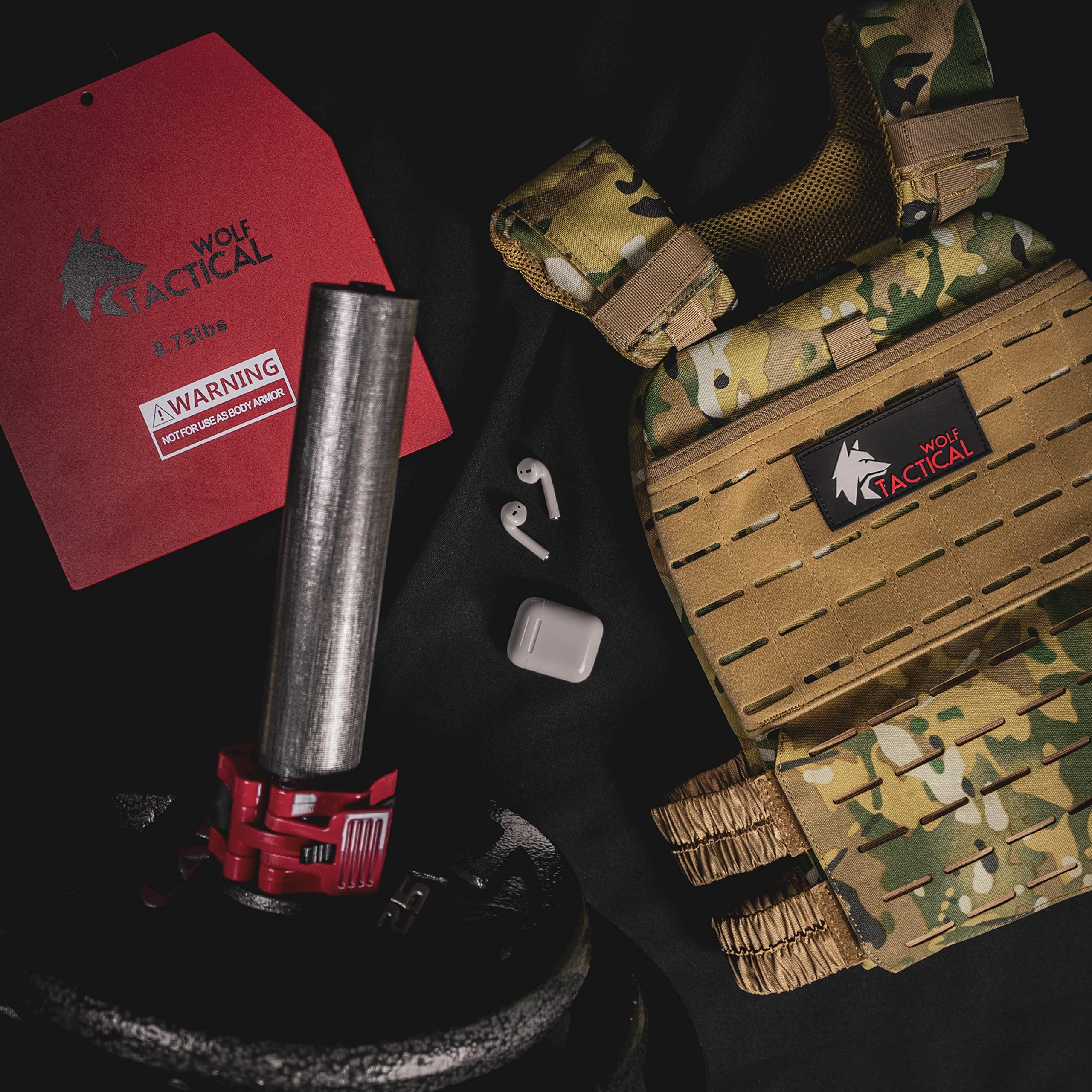 WOLF TACTICAL Weight Vest Plates - 5.75LB/8.75LB/14.5LB/19.75LB Pairs for CrossFit, Strength Training & Running - Adjustable Weight Plates for Home Gym, Outdoor Workouts & Military Fitness Training