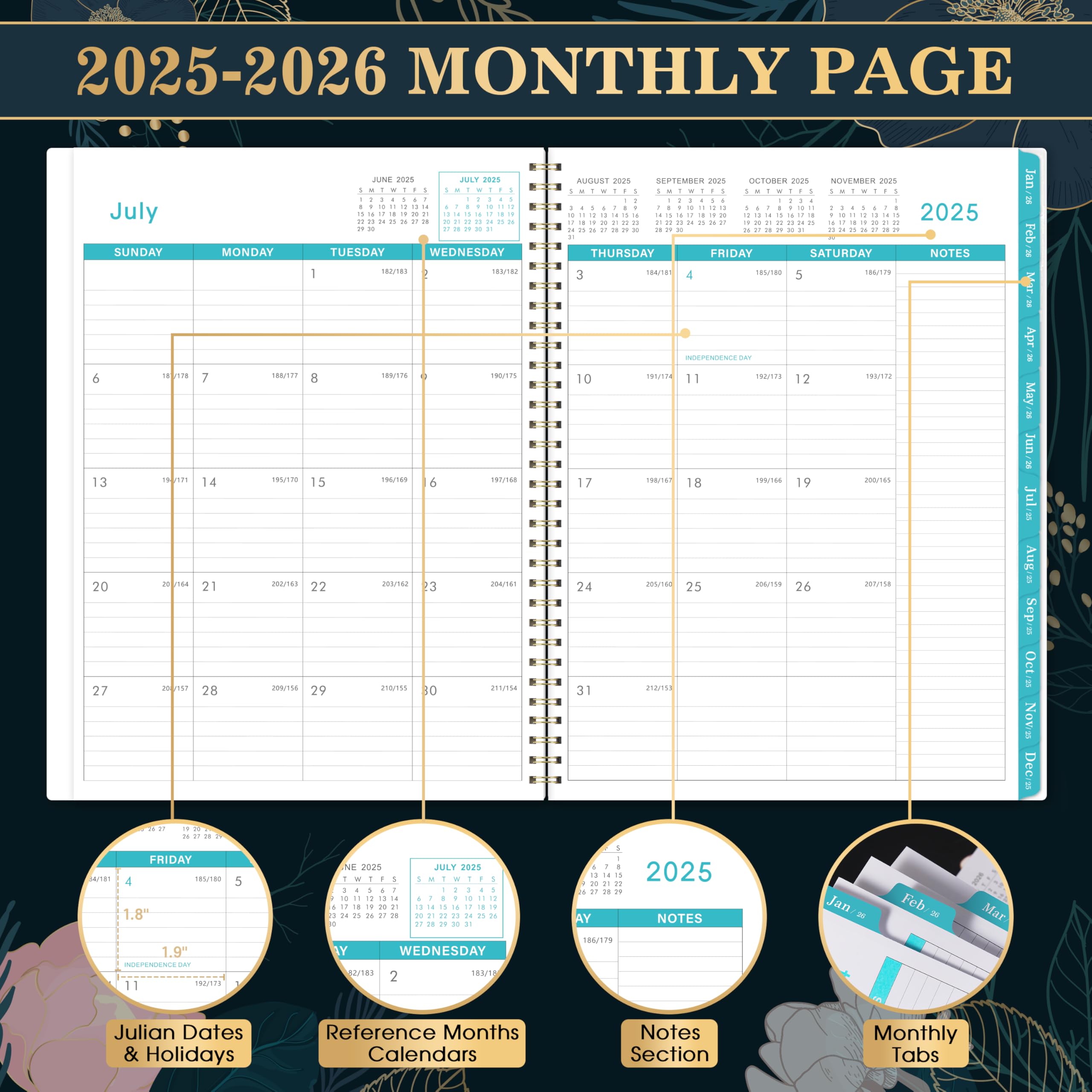 2025-2026 Monthly Planner - 18-Month Calendar from July 2025 to December 2026 | 9