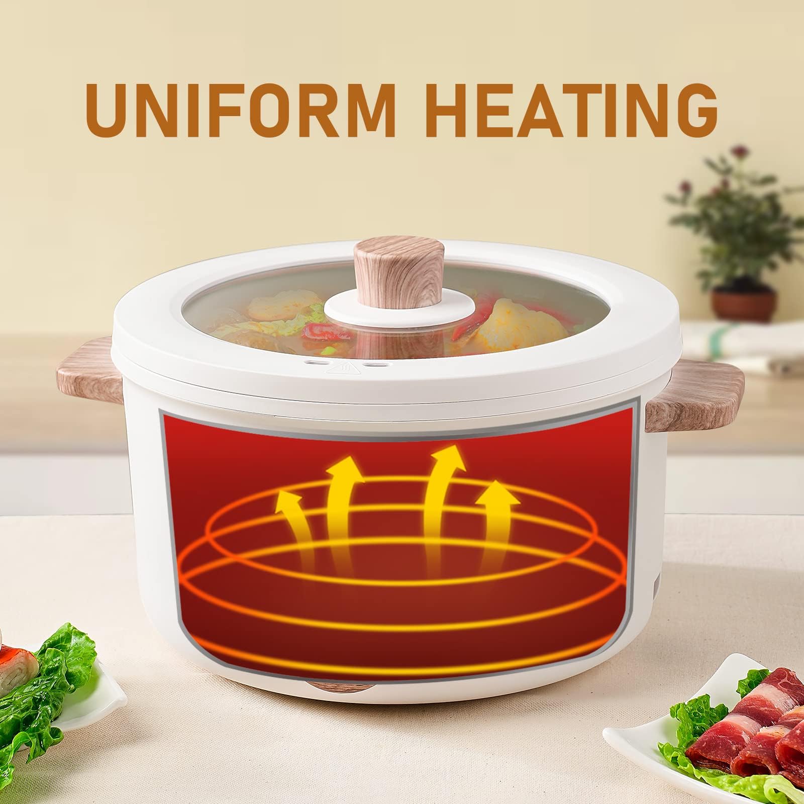 800W Electric Pot with Handle - 2.5L Multifunctional Non-Stick Cooker for Shabu-Shabu, Noodles, Pasta & Sautéing | Portable Ramen Pot Perfect for Dorm, Office & Small Kitchen Cooking | Fast Heating & Easy Clean Electric Skillet for Quick Meals
