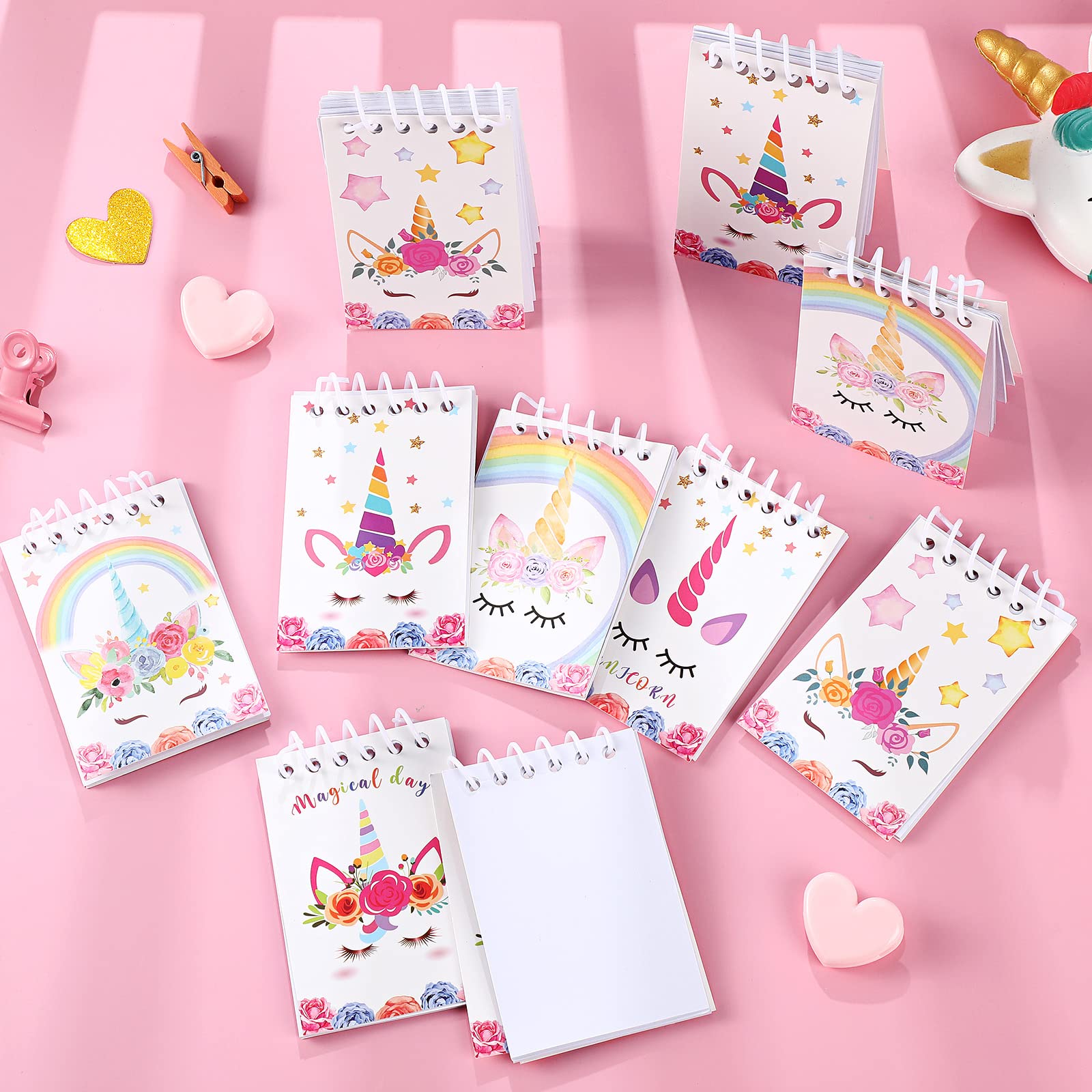 Sabary 24 Pcs Mini Unicorn Notepads - Small Spiral Notebooks for School, Classroom Rewards & Party Favors | Cute Unicorn-Themed Journals for Girls, Kids Birthday Goody Bags & Piñata Fillers - Perfect for Birthday Parties, School Supplies & Gift Giving