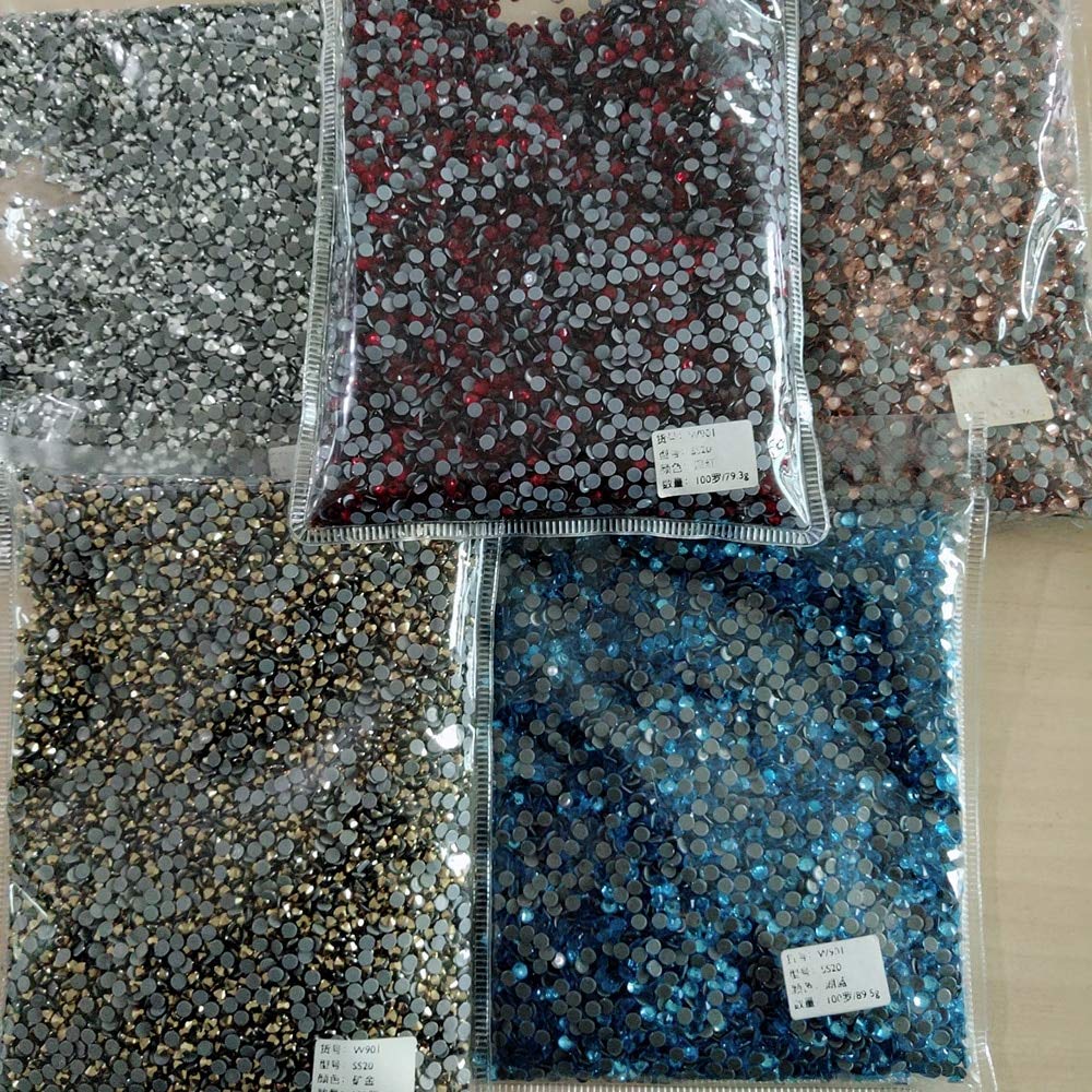 Xuccus Wholesales Hot Fix Rhinestones - Iron On Crystal AB Glass Rhinestones for DIY Clothes (Siam Color, SS20 100Gross) - Perfect for Costume Design, Wedding Dresses & Fashion Accessories