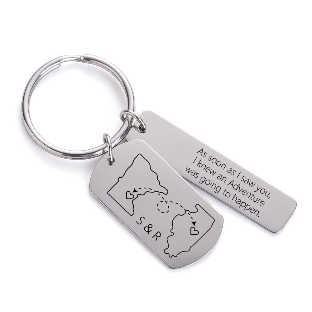 Custom Couples Keychain - Drive Safe I Need You Here With Me - Personalized Father's Day Gift for Him - Romantic Anniversary Present for Couples - Perfect for Car Keys, House Keys & Special Occasions