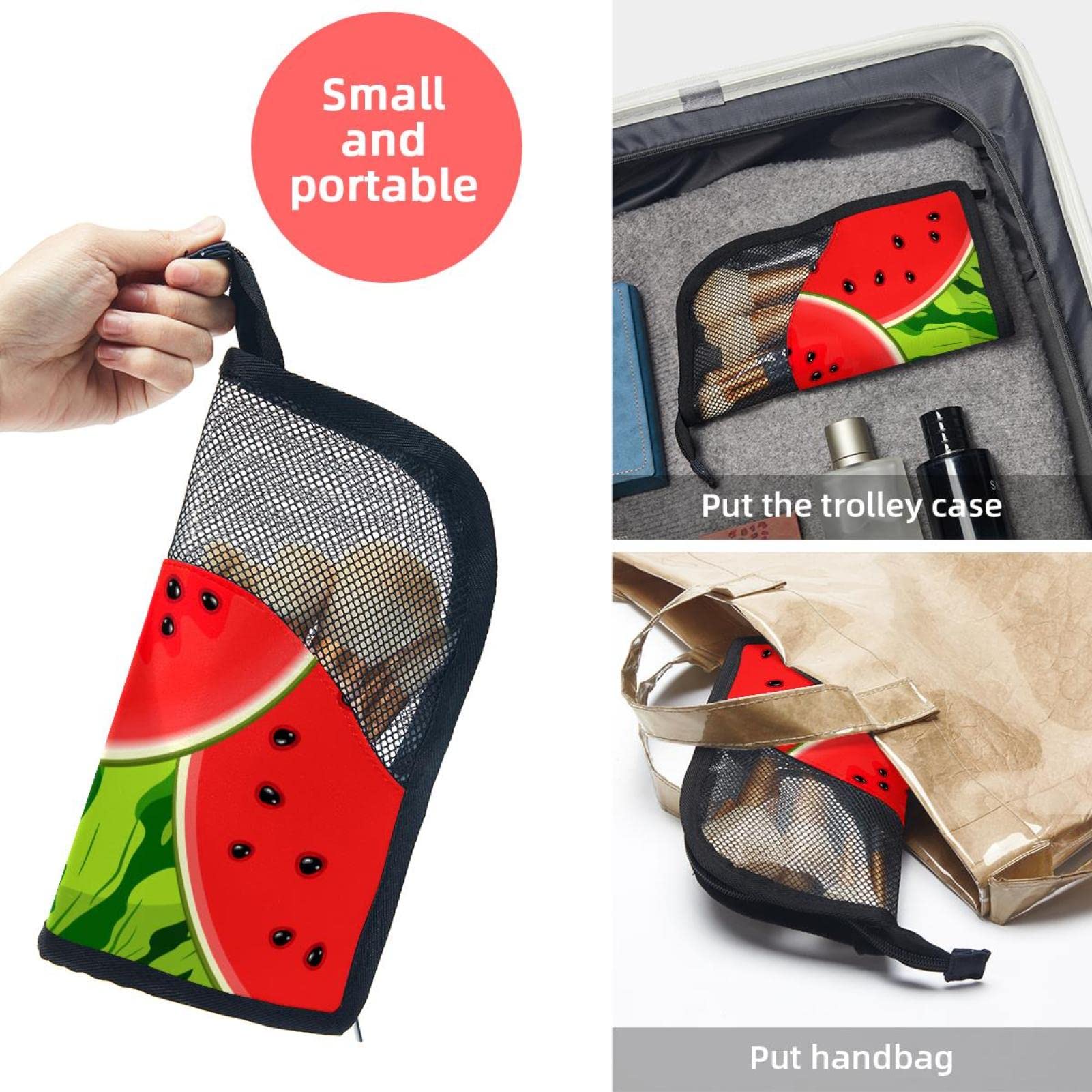 Portable Makeup Brush Organizer Bag with 12 Slots - Watermelon Summer Fruit Design, Travel-Friendly Cosmetic Brush Holder Case for Makeup Artists & On-the-Go Touch Ups