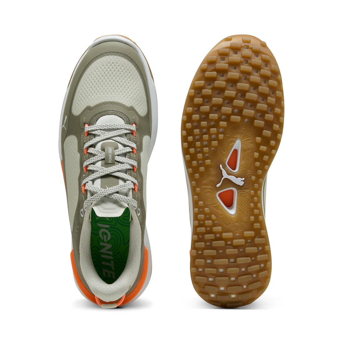 Puma Ignite Elevate X Spikeless Golf Shoes for Men - Gray/Velvet Moss - Lightweight & Comfortable for Walking & Training on the Course