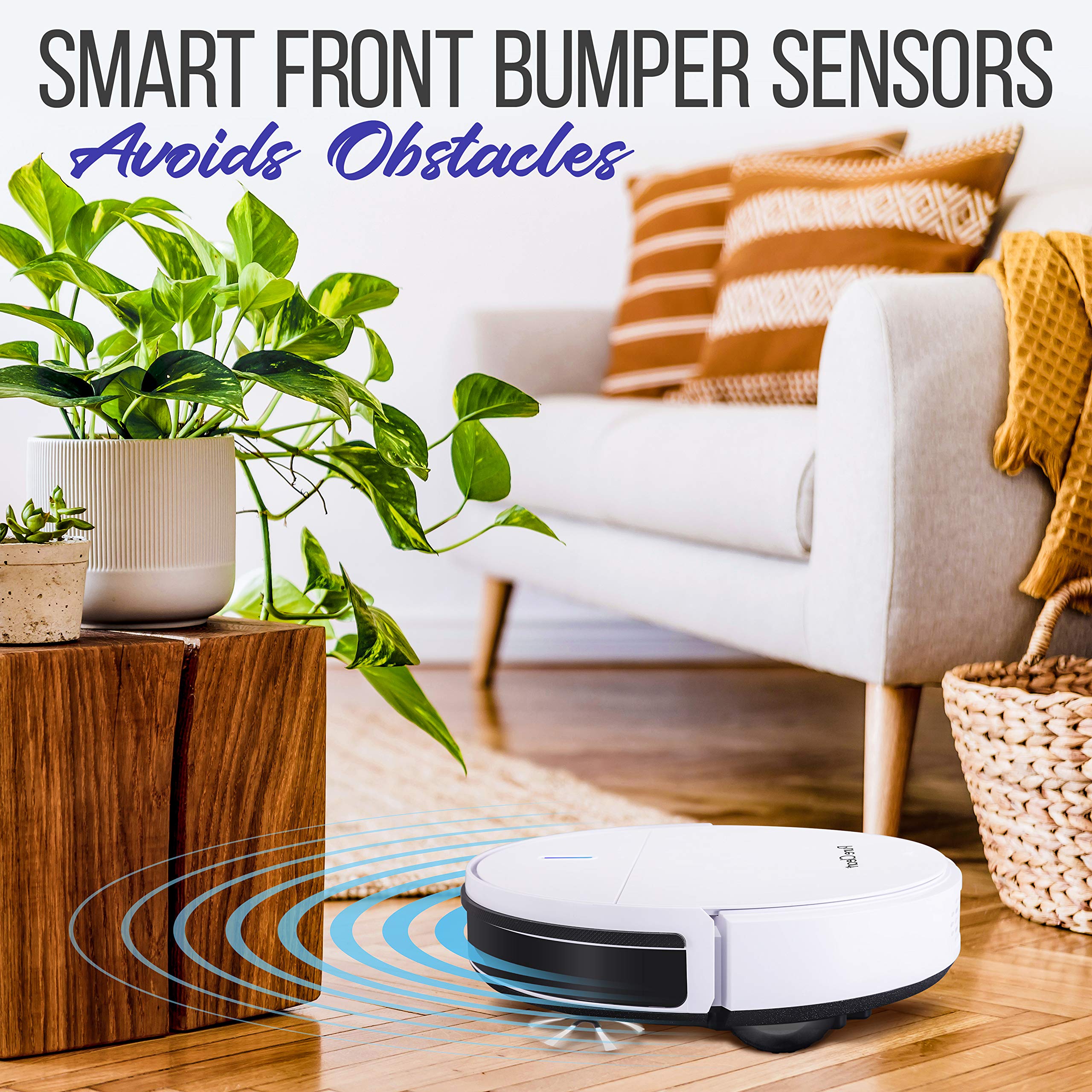 PURE CLEAN Smart Automatic Robot Vacuum Cleaner with Self-Charging Dock - Powerful Robotic Vacuum for Carpets, Hardwood Floors & Tile - Anti-Drop Sensors, Auto Activation - Ideal for Pet Hair, Daily Home Cleaning (PUCRC95PLUS.9)