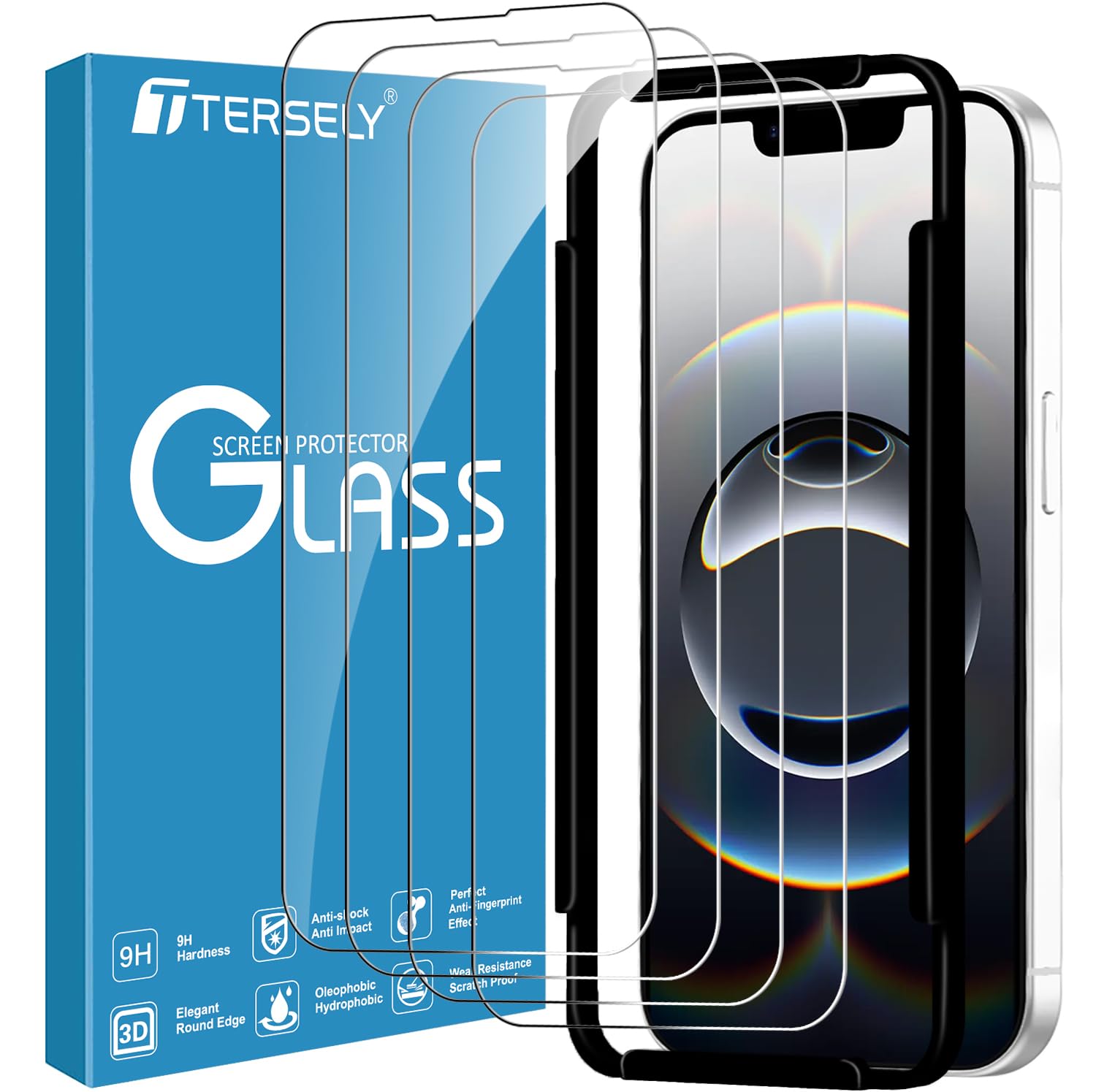 4 Pack Tempered Glass Screen Protector for iPhone 16e 2025 & iPhone 14/13/13 Pro (6.1 Inch) - HD Clear, Case Friendly with Installation Alignment Frame - Perfect for Daily Protection and Scratch Prevention