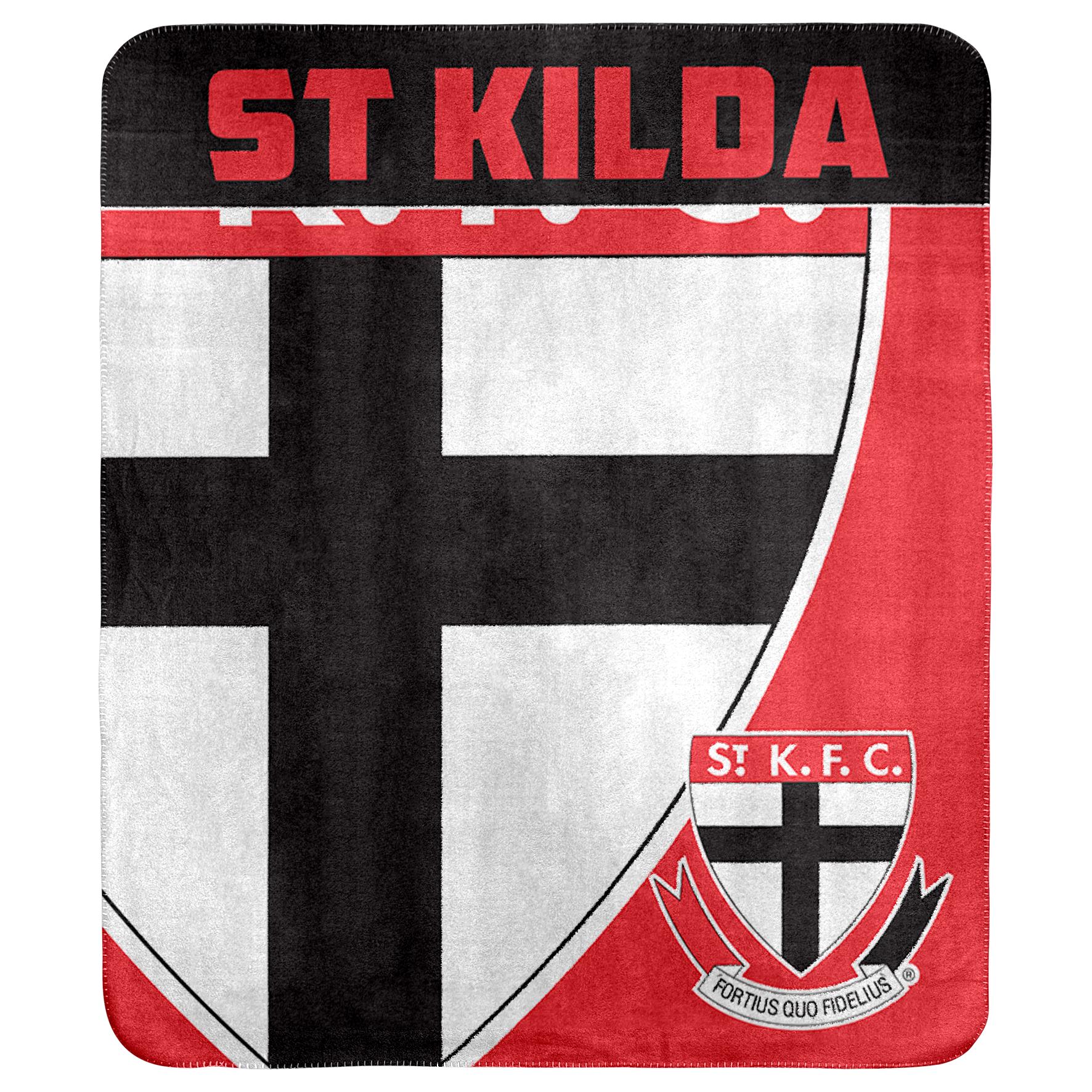 St Kilda Saints AFL Polar Fleece Blanket - Soft Cozy Throw Rug for Couch, Bed & Outdoor - Team Logo Fleece Blanket for Football Fans & Home Decor