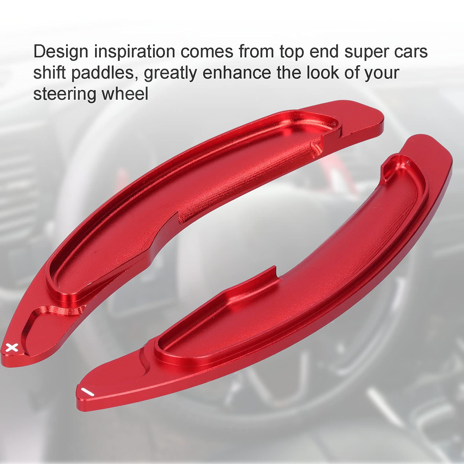 Qiilu Aluminum Alloy Steering Wheel Paddle Shifter Extension - Red Shift Blade Trim for Mitsubishi Lancer Evo X & Outlander (2008-2016) - Enhance Driving Performance & Style - Perfect for Racing Enthusiasts & Car Modifications