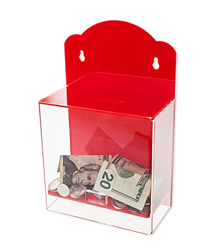 Deluxe Clear Acrylic Donation Box with Lock - Ticket Collection Box for Countertop or Wall Mount | Church, Charity Events, Retail Stores & Fundraisers