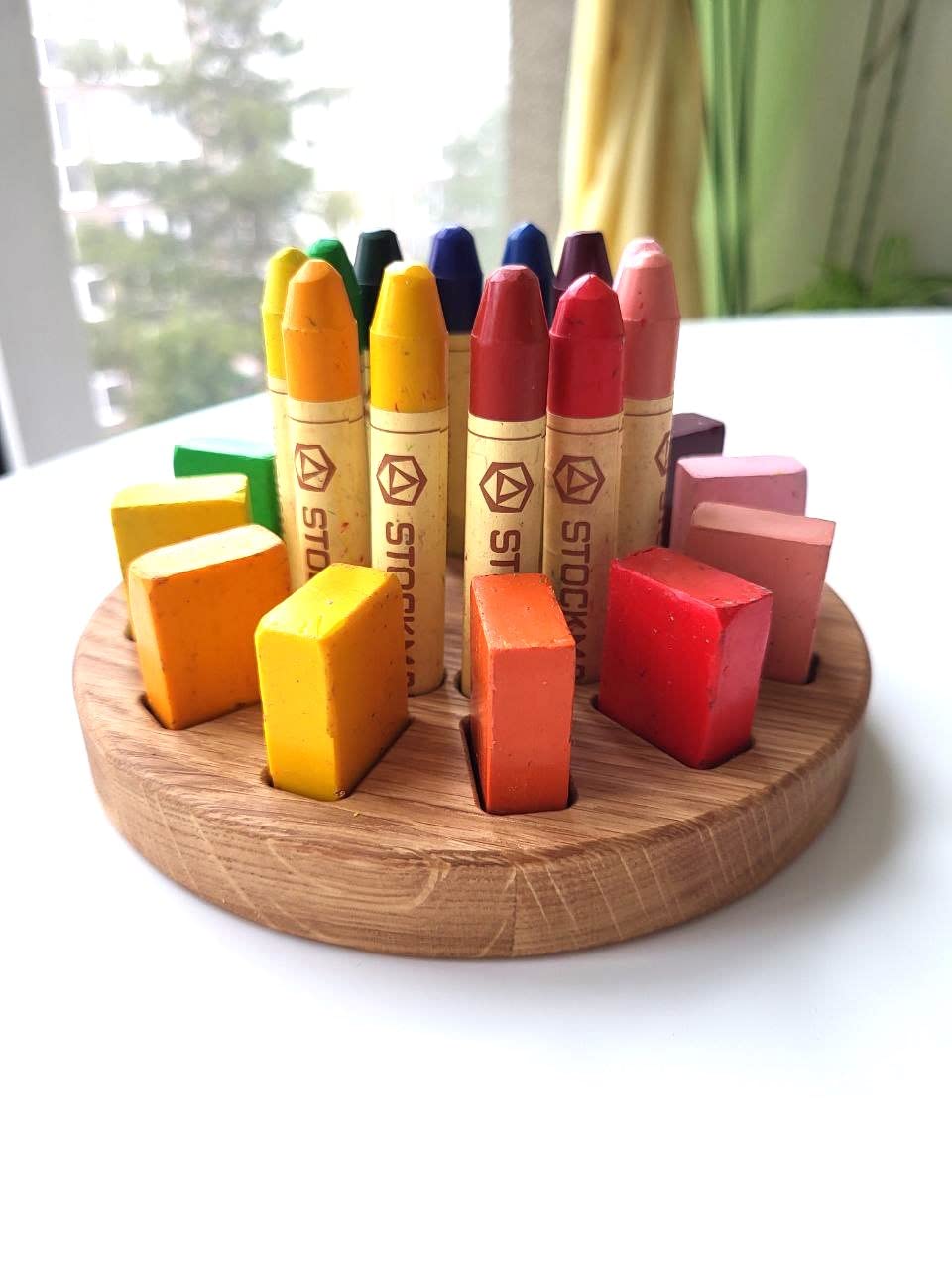 Stockmar Crayon Holder for 12 Blocks & 12 Sticks - Personalized Waldorf School Gift, Kids Desk Organizer, Montessori Art Supplies (Crayons Not Included) - Perfect for Classroom & Home Learning Activities