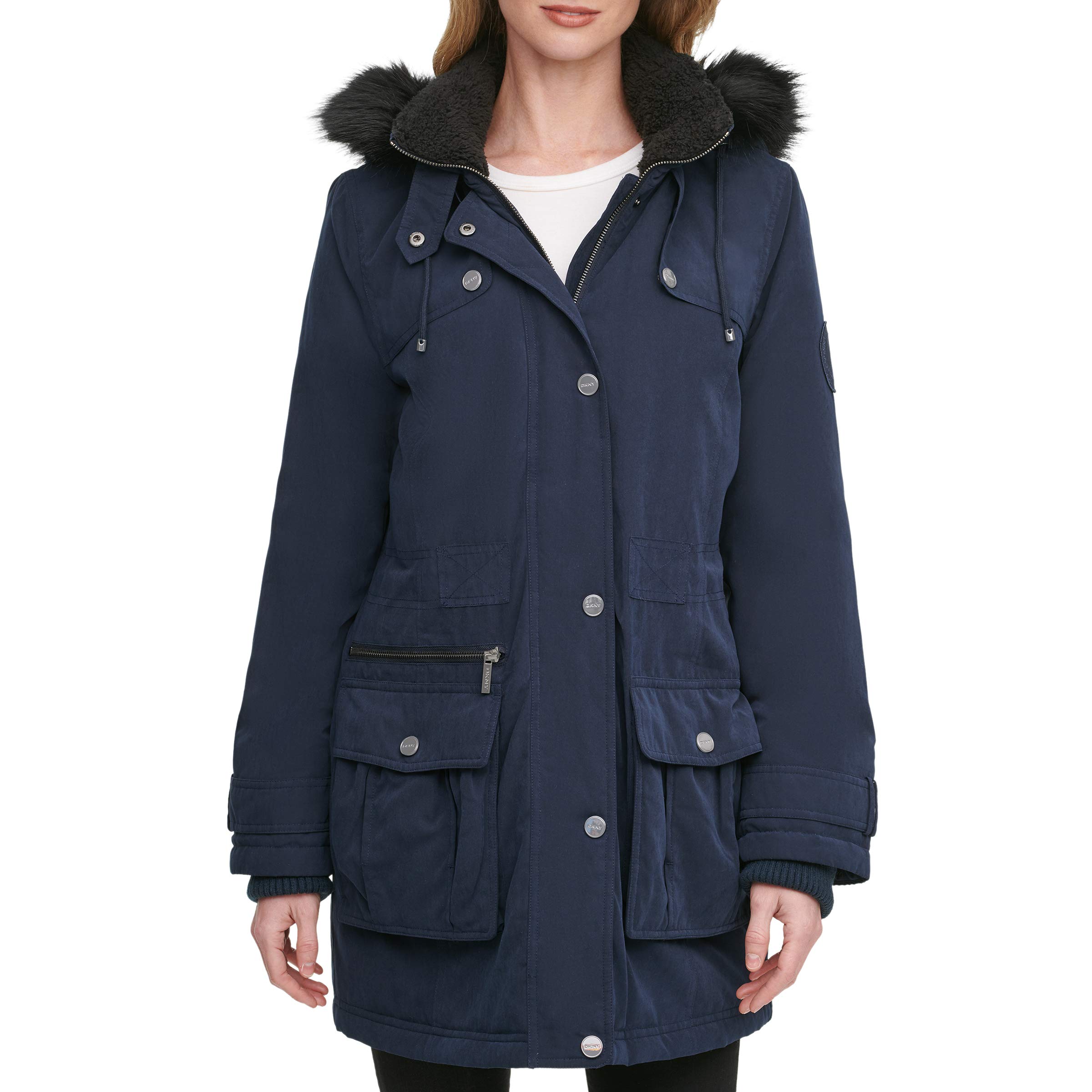 DKNY Women's Lightweight Anorak Jacket - Waterproof Windbreaker with Hood for Outdoor Hiking, Travel & Casual Wear