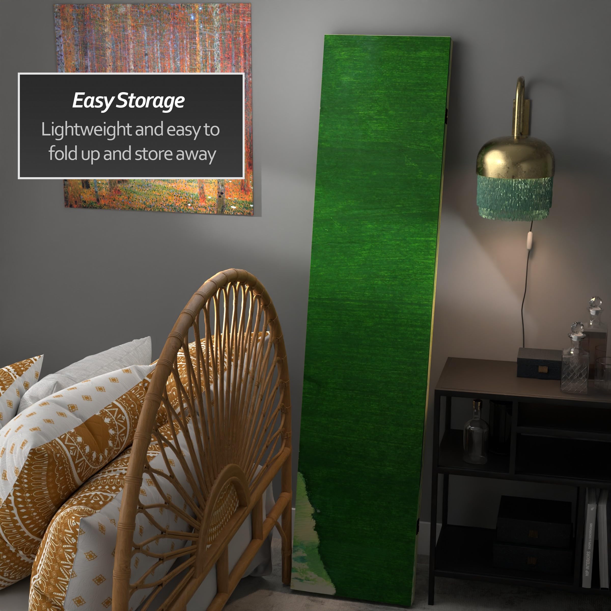 6 ft. Tall Red Lantern Double Sided Green River Canvas Room Divider - Perfect for Home Decor, Office Partition, and Event Space Separation