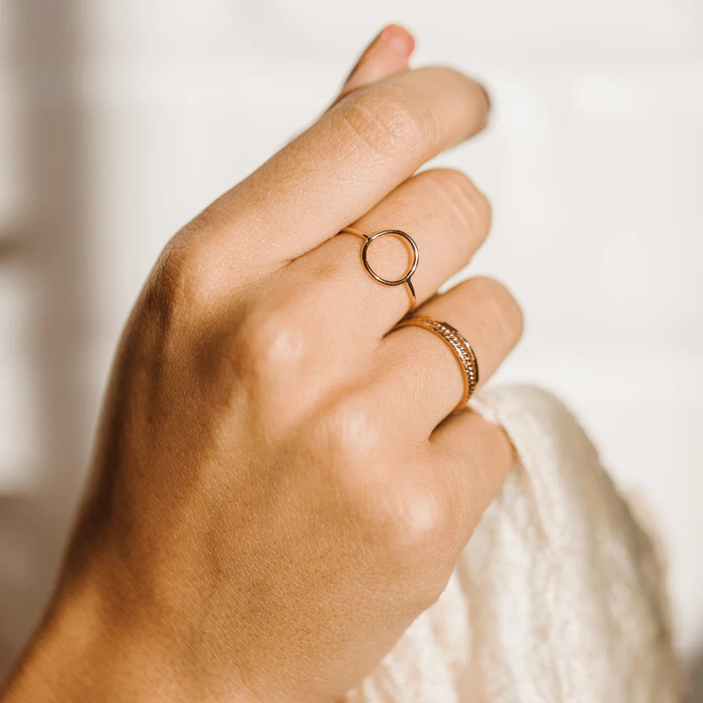 14K Gold Filled Meridian Ring for Women - Elegant Minimalist Stackable Band Jewelry - Perfect for Everyday Wear, Gift Giving & Special Occasions