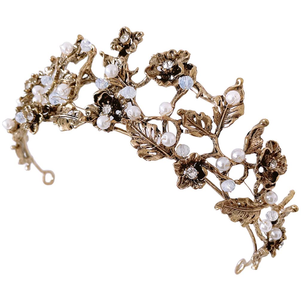 Beavorty Elegant Crown Headband - Wedding Bridal Headpiece with Imitation Pearls, Birthday Party Hair Accessories for Girls, Prom & Special Occasions