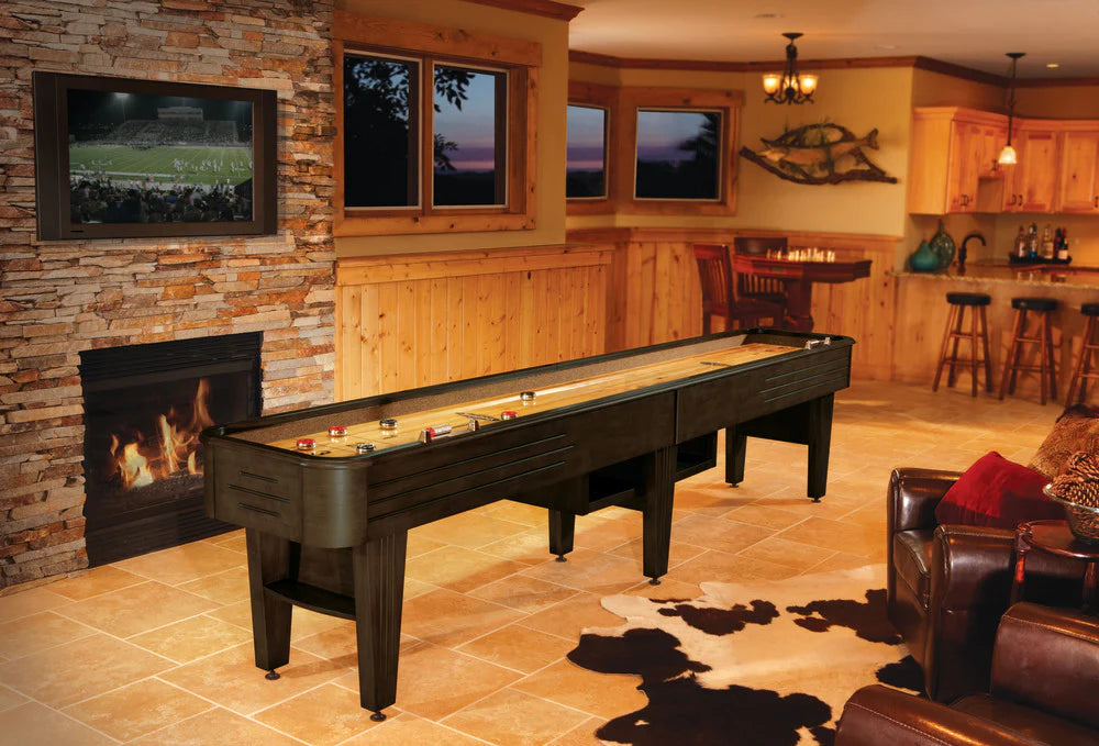 Brunswick Andover II 12-Foot Shuffleboard Table in Espresso Finish - Perfect for Game Rooms, Bars & Family Entertainment