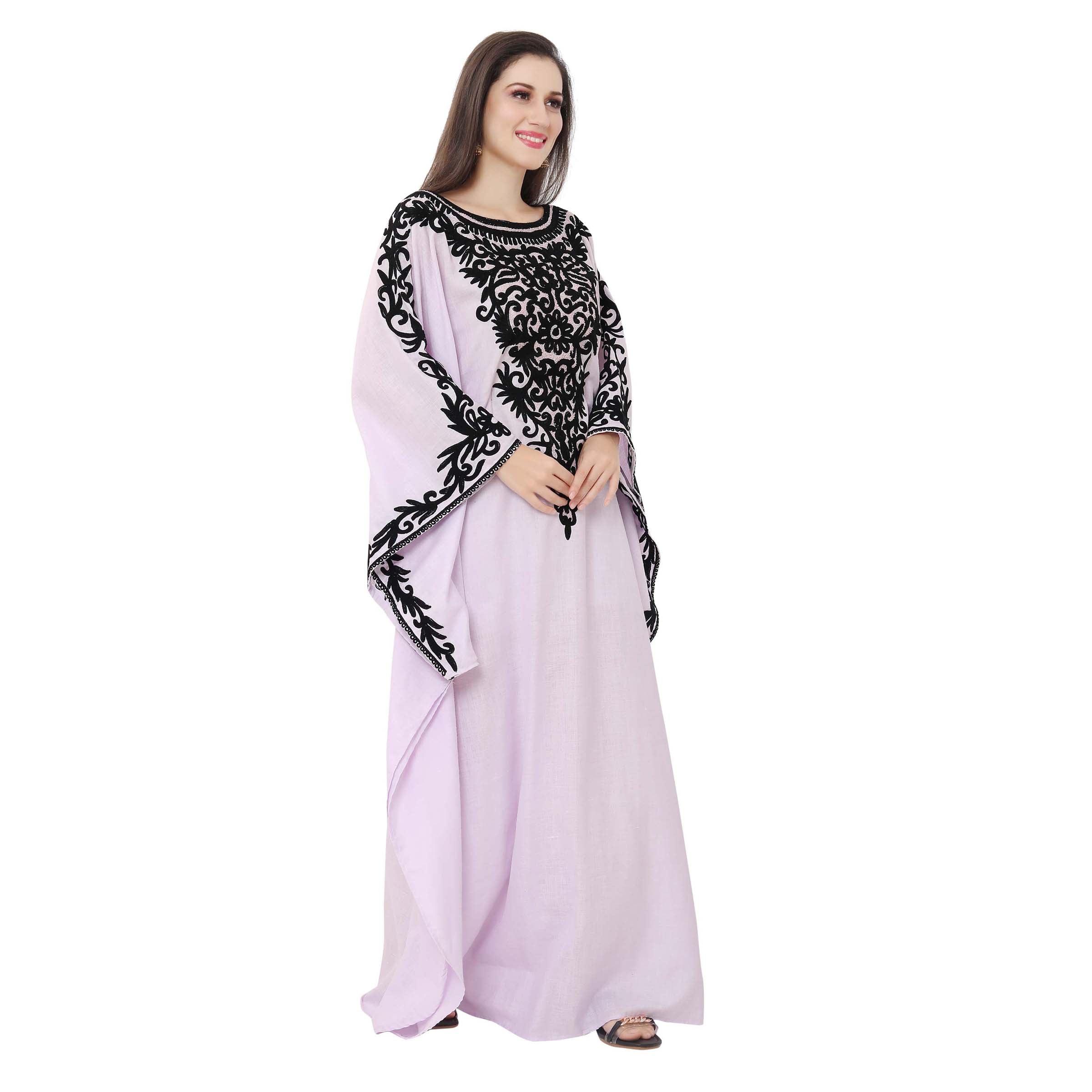 Elegant Designer Khaleeji Thobe - Modern Embroidered Kaftan Dress for Women | Perfect for Weddings, Parties & Special Occasions | Breathable & Comfortable Arabian Abaya