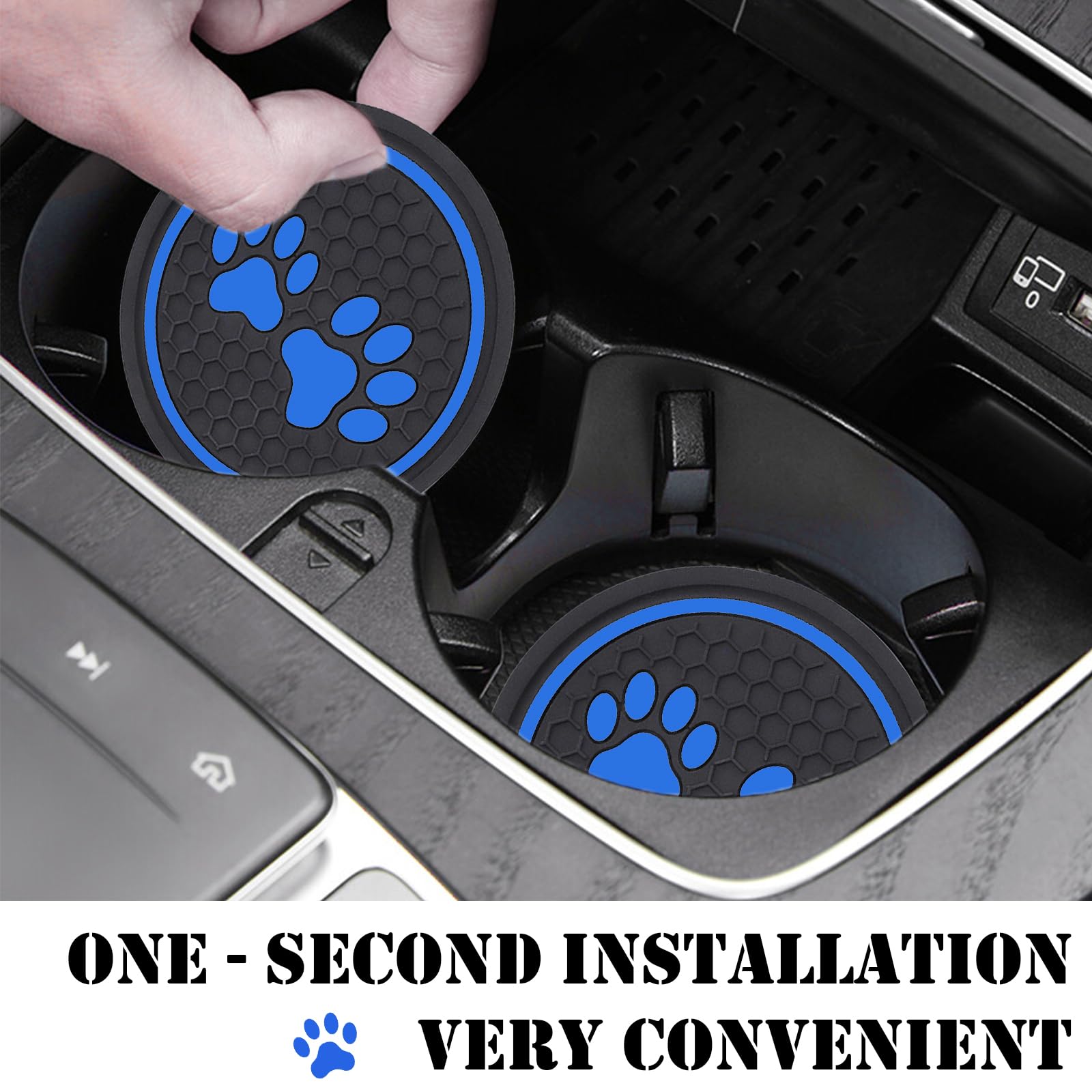 Non-Slip Silicone Car Cup Holder Coaster - 2 Pack Dog Paw Design for Most Cars, Trucks & RVs | Durable Spill-Proof Drink Mats for Coffee, Water Bottles & Beverages | Perfect Car Interior Accessories for Road Trips & Daily Commute