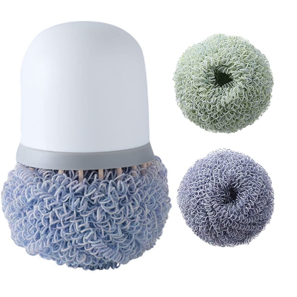 AKOAK 3-Pack Dish Cleaning Brushes - Heavy Duty Scrub Brushes for Pots, Pans, Vegetables & Kitchen Utensils - Perfect for Kitchen Sink, Bathroom Cleaning & Household Chores (Dishwasher Safe)