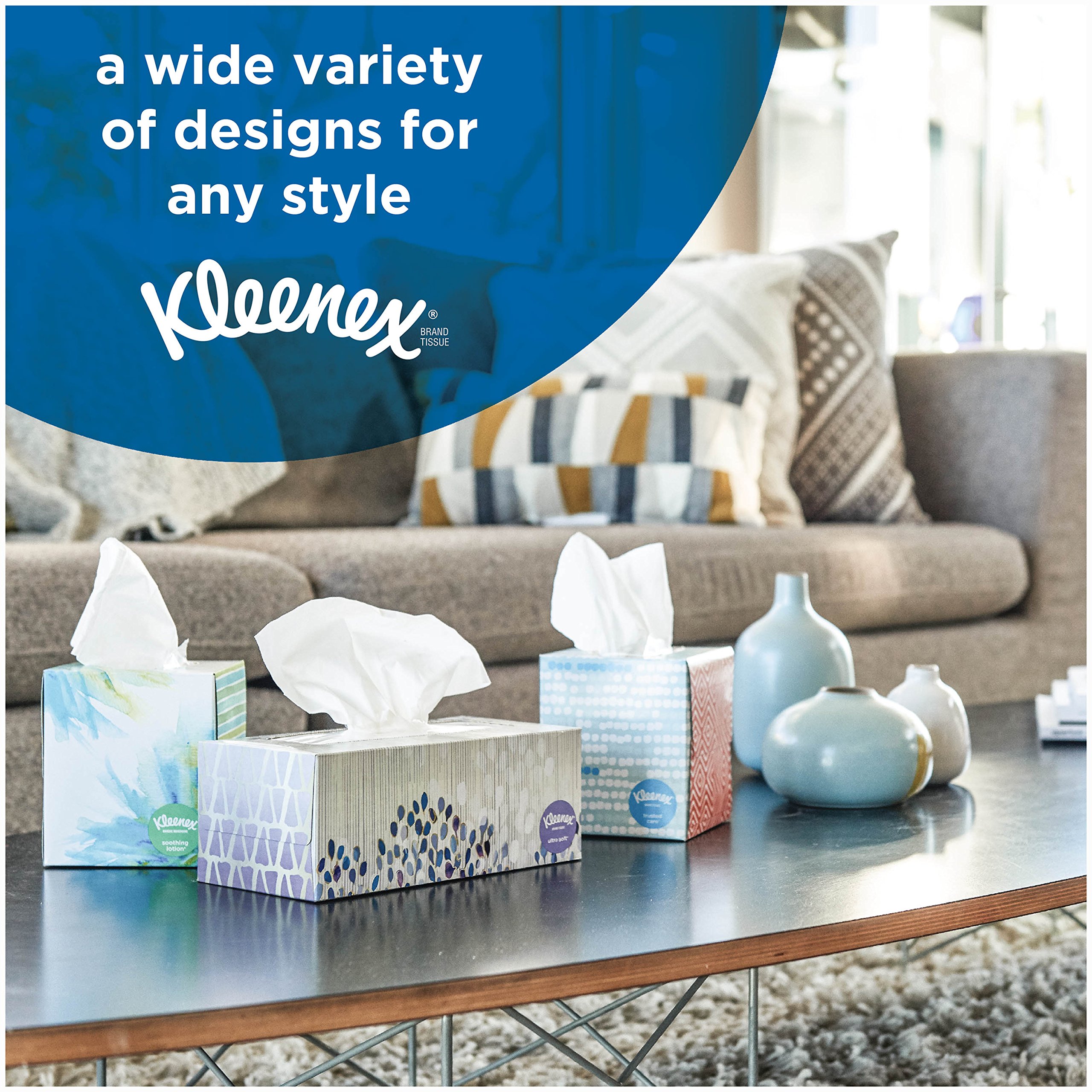 Kleenex Ultra Soft Facial Tissues - 3 Pack (120 Tissues per Flat Box) | Gentle & Strong for Daily Use at Home, Office & Travel