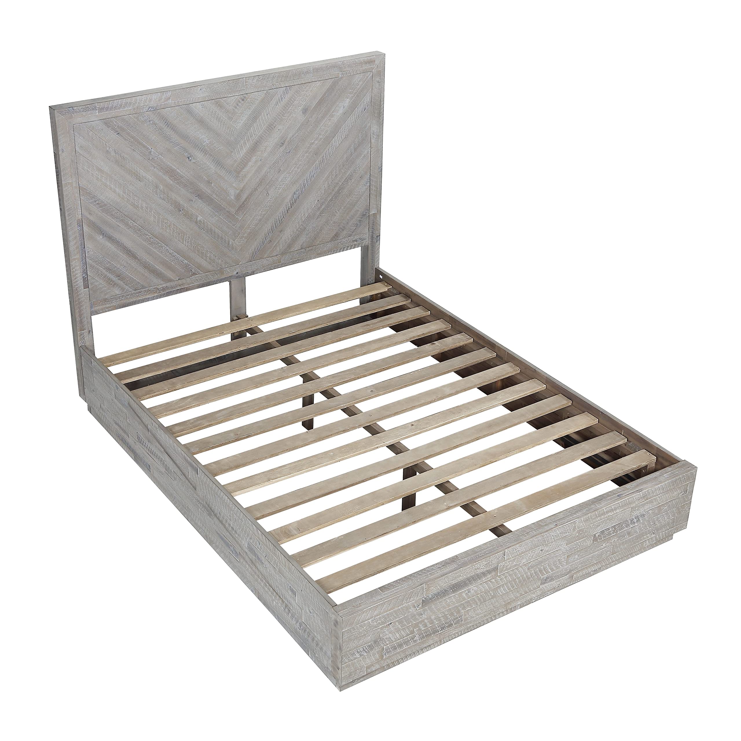 Modus Furniture Solid Wood Queen Size Platform Bed - Rustic Latte Finish for Alexandra Collection | Perfect for Modern Farmhouse & Rustic Bedroom Decor