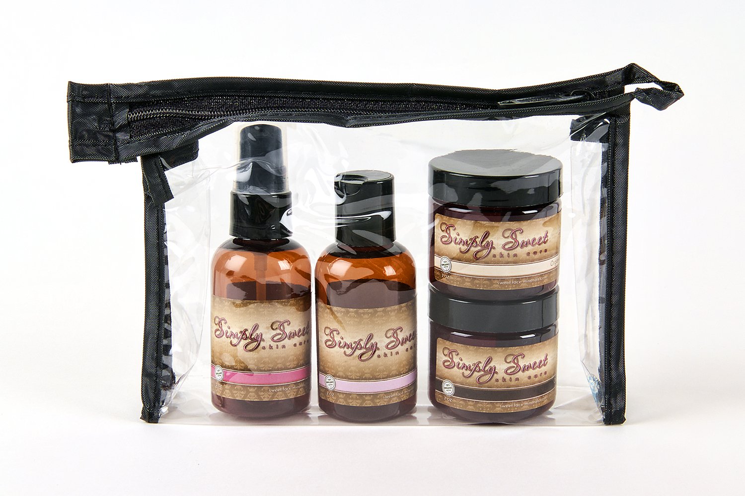 Anti Aging Skincare Kit - 2oz Set with Bag | Vitamin C Facial Cleanser, Toner & Moisturizer for Wrinkles, Fine Lines & Pores | Organic Vegan Firming Lotion for Youthful Glow | Perfect for Daily Routine & Travel Skincare