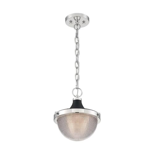 Nuvo Lighting 45923672712 Modern One Light Pendant Fixture - Polished Nickel & Black Finish - Perfect for Kitchen Island, Dining Room or Entryway Lighting