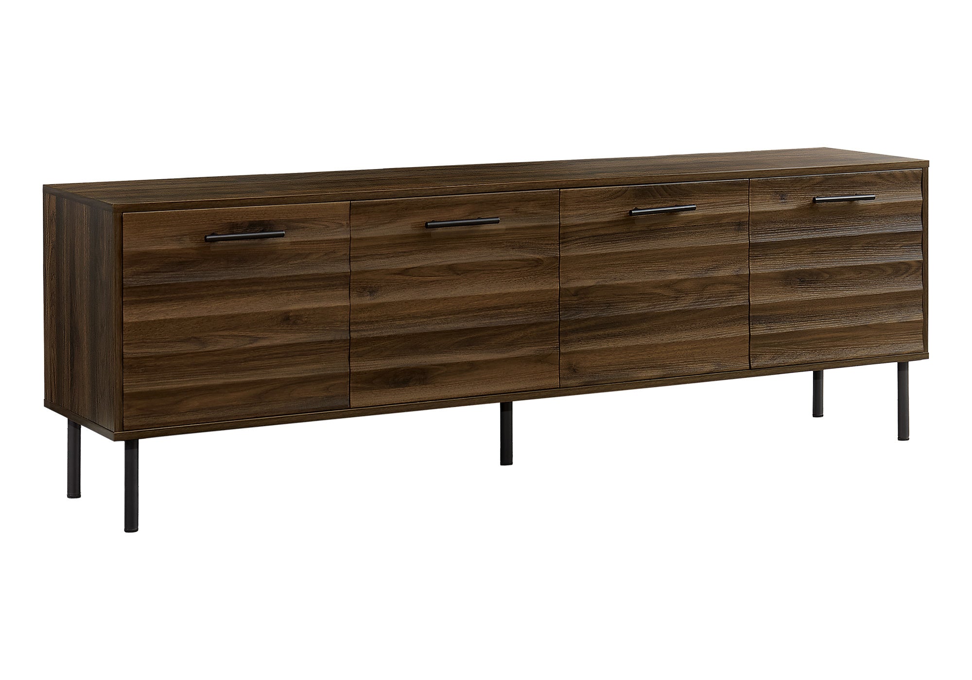 72 Inch TV Stand Console with Storage - Brown Laminate & Black Metal Media Cabinet for Living Room, Bedroom, Home Theater