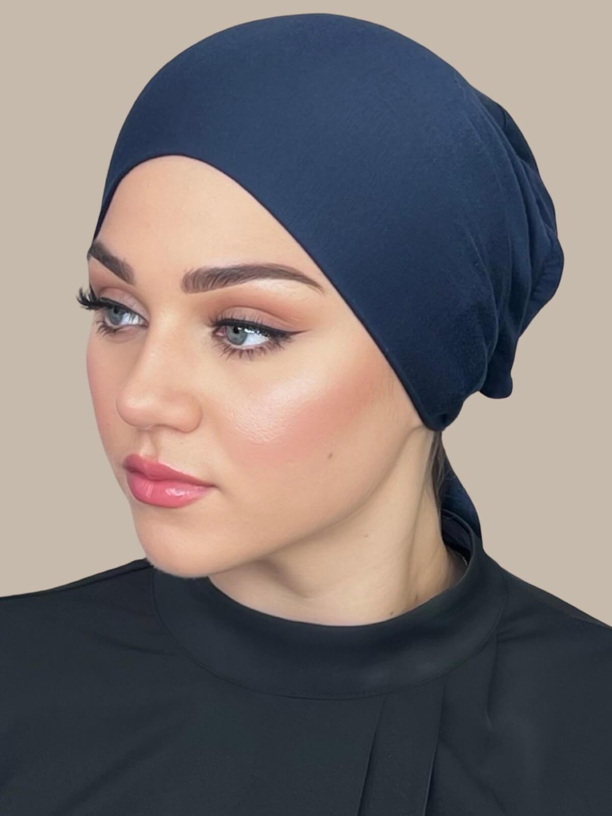 Navy Tie Back Underscarf - Modest Hair Cover for Women - Perfect for Hijab, Prayer, and Everyday Wear