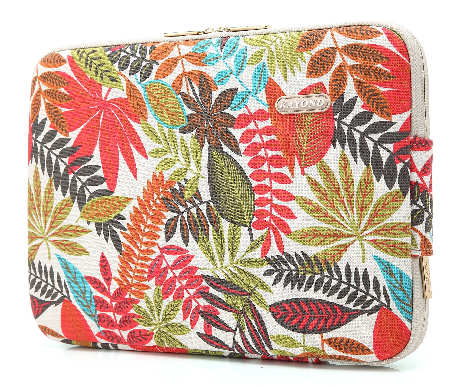 KAYOND Waterproof 15-15.6 Inch Laptop Sleeve - Forest Pattern Canvas Case with Front Pocket for MacBook Pro 15.4, Dell, HP (White) | Perfect for Office, School & Travel Protection