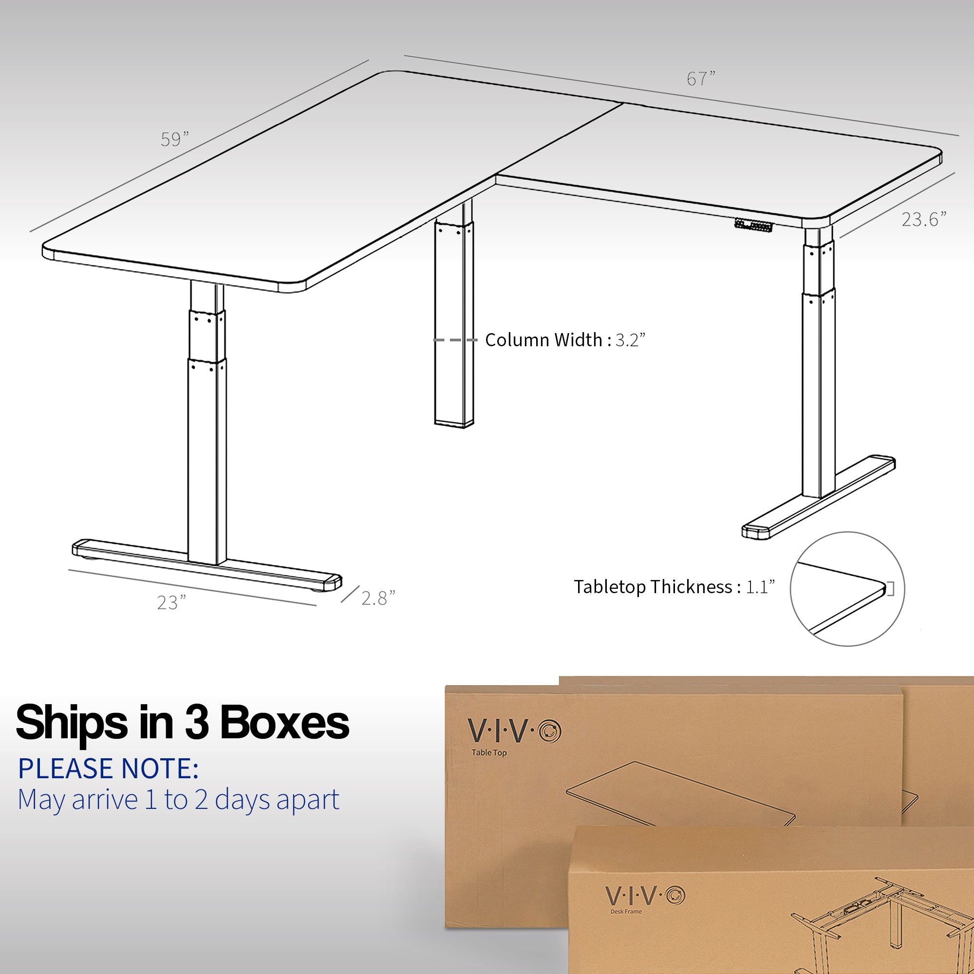 3E Series Triple Motor Electric Standing Desk - Adjustable Height Corner Workstation for Home & Office - Perfect for Ergonomic Workspaces, Gaming Setups & Small Spaces