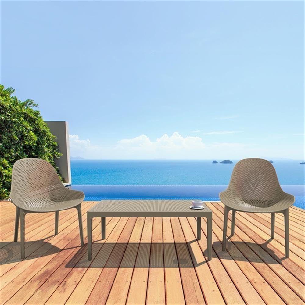 Compamia Sky Patio Coffee Table in Dove Gray - Commercial Grade Outdoor Furniture for Garden, Poolside & Patio Use