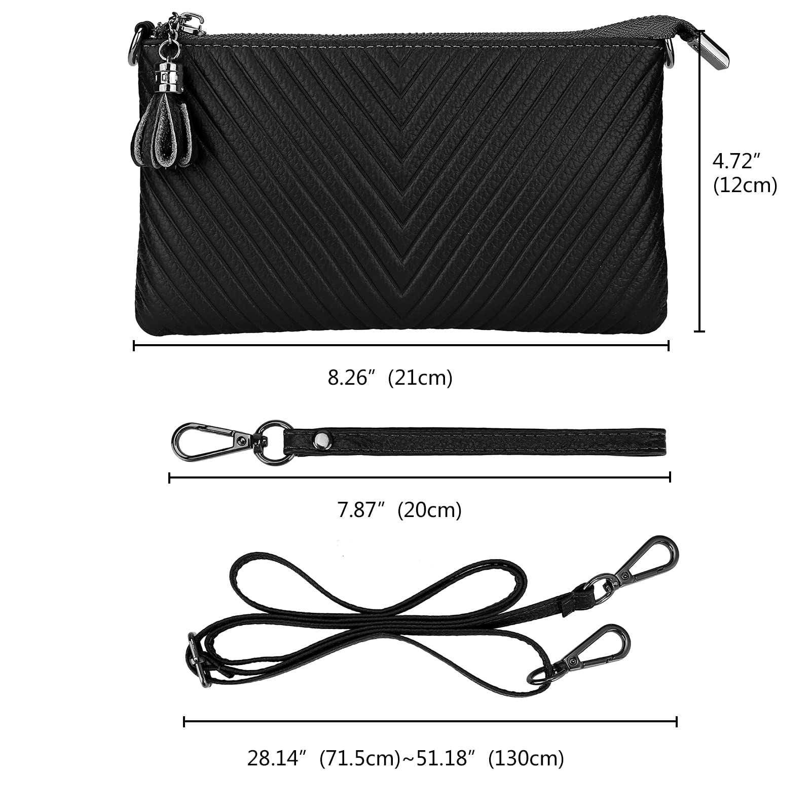 Uromee Genuine Leather Wristlet Wallet Clutch Purse for Women - Crossbody Bag with Detachable Shoulder Strap - Perfect for Parties, Travel & Everyday Use