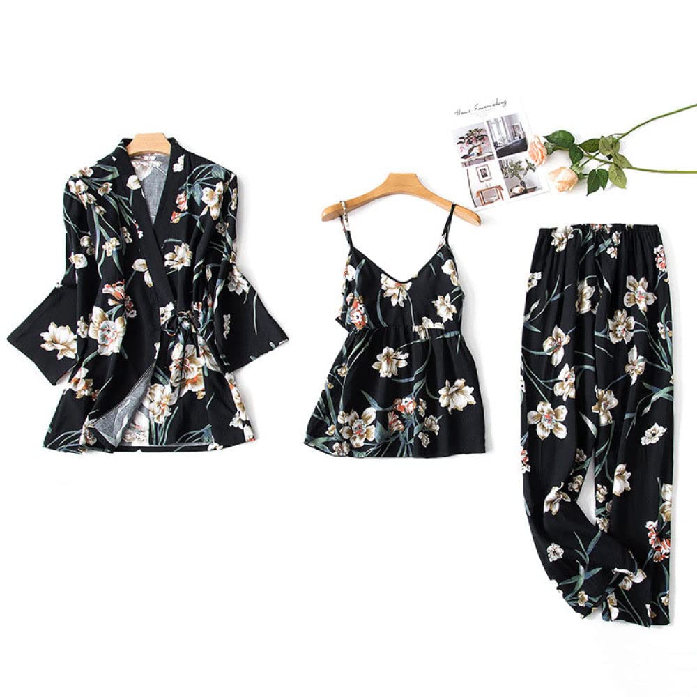 Soft Viscose Women's 3-Piece Pajama Set - Breathable Summer Sleepwear & Lounge Wear for Home Comfort - Perfect for Relaxing, Sleeping & Lounging