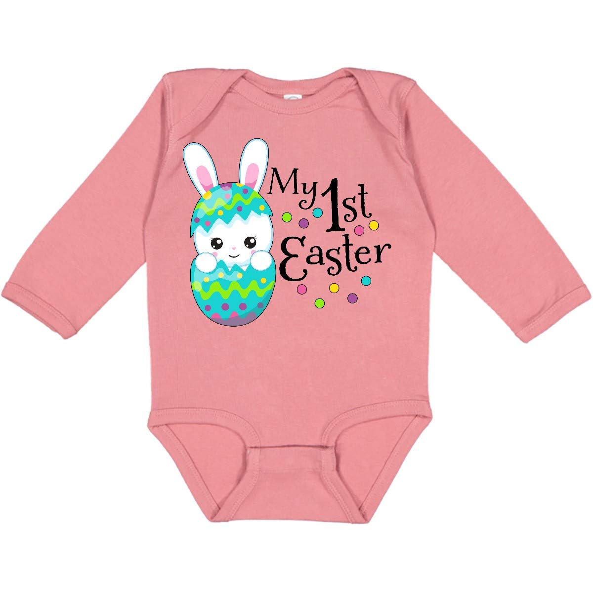 Inktastic My First Easter - Bunny in Egg Baby Long Sleeve Bodysuit | Easter Outfit for Newborns & Infants | Easter Sunday Photo Shoot & Family Gathering Outfit