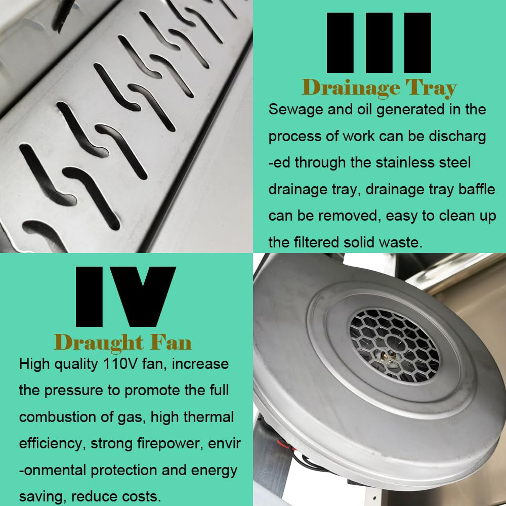 Commercial Grade Stainless Steel Chinese Wok Range - Single Burner Gas Stove for LPG/Propane - Heavy Duty Wok Cooking with Paddle - Perfect for Restaurants, Food Trucks & Outdoor Catering
