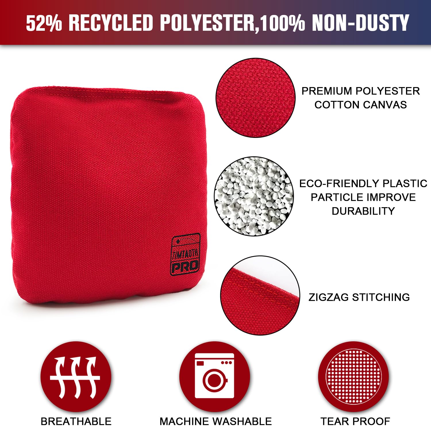 Professional Dual-Sided Cornhole Bags Set of 8 - Regulation Size Bean Bags with Slick & Stick Technology for Outdoor Games, Backyard Parties, and Tailgating