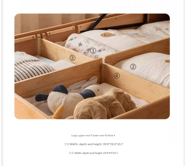 Solid Wood Bear Box Bed - Handcrafted from Premium Beech & Oak - Durable & Stylish Storage Solution for Kids' Rooms, Nurseries, and Cabin Decor