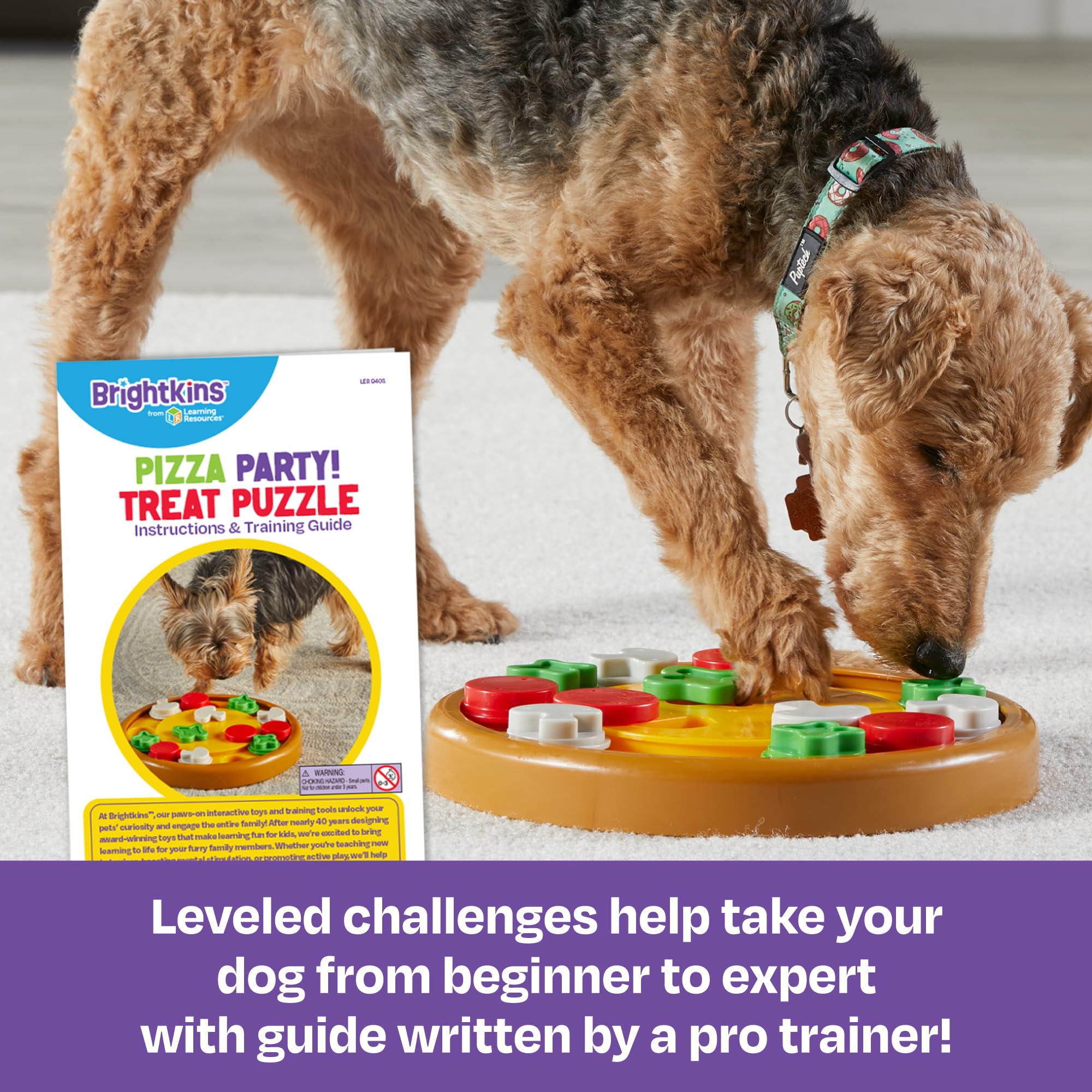 Brightkins Pizza Party! Interactive Dog Puzzle Toy - Treat Dispensing Brain Game for Dogs, Fun Enrichment Activity for Small & Large Breeds - Perfect for Boredom Relief & Mental Stimulation