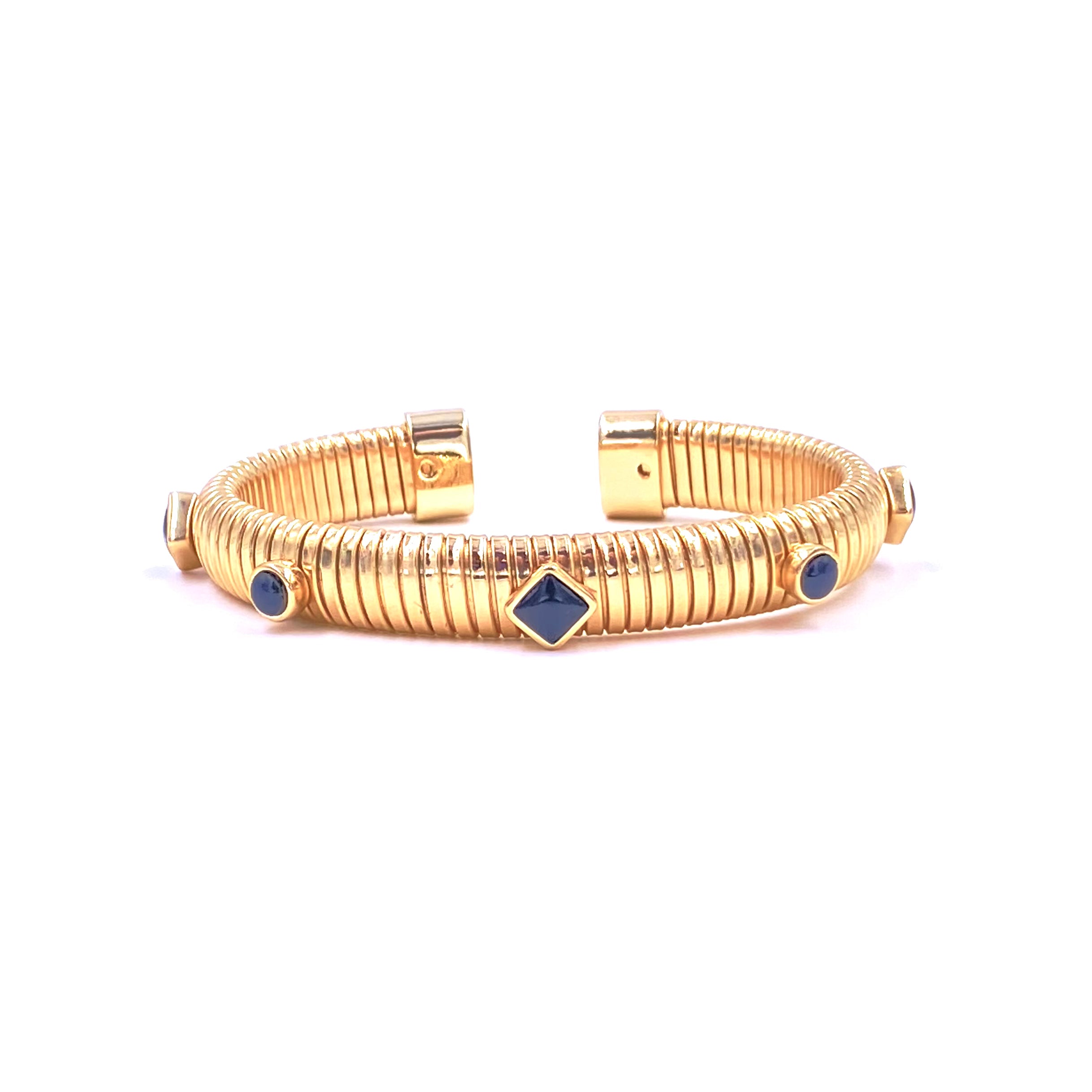 Ashley Gold Stainless Steel Gold Plated Enamel Fashion Bracelet for Women - Elegant Slinky Bangle for Parties, Dating & Daily Wear