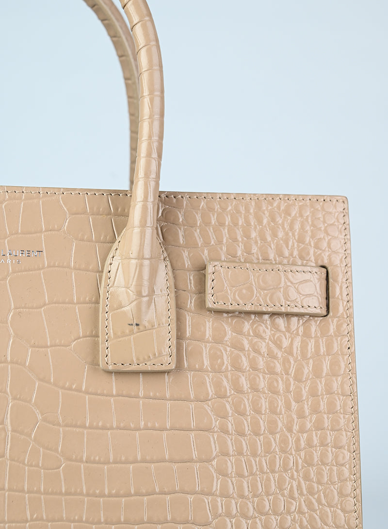 Saint Laurent Sac de Jour Baby Handbag in Tortora - Luxury Leather Tote Bag for Women, Perfect for Work, Travel & Everyday Use