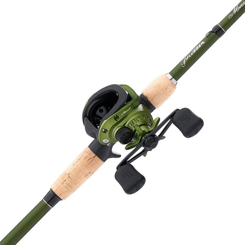 Pflueger Monarch Low Profile Baitcast Reel and Fishing Rod Combo - Lightweight Freshwater Fishing Gear for Bass, Walleye & Trout | Perfect for Shore Fishing & Boat Angling