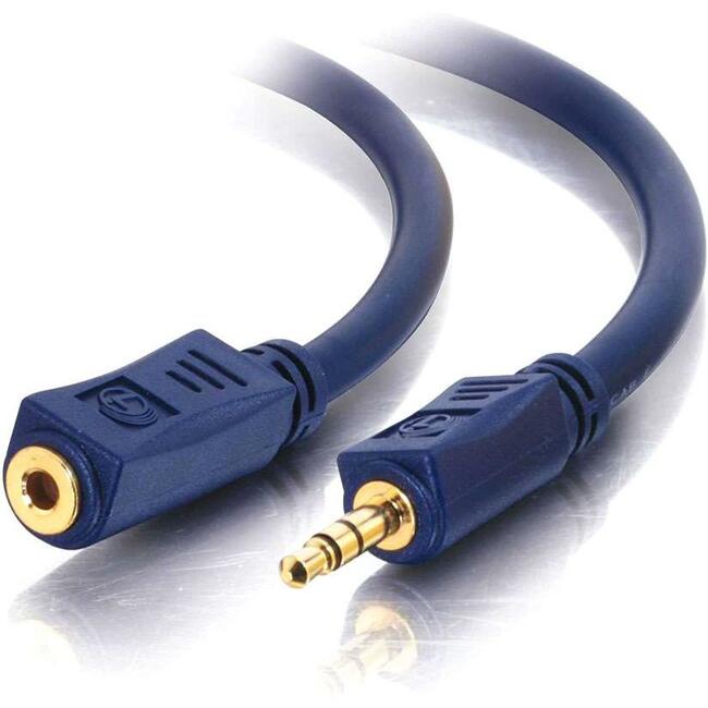 12Ft Velocity 3.5mm Stereo Male to Female Audio Cable - High Quality Aux Cord for Speakers, Headphones, Car Audio & Home Theater Systems