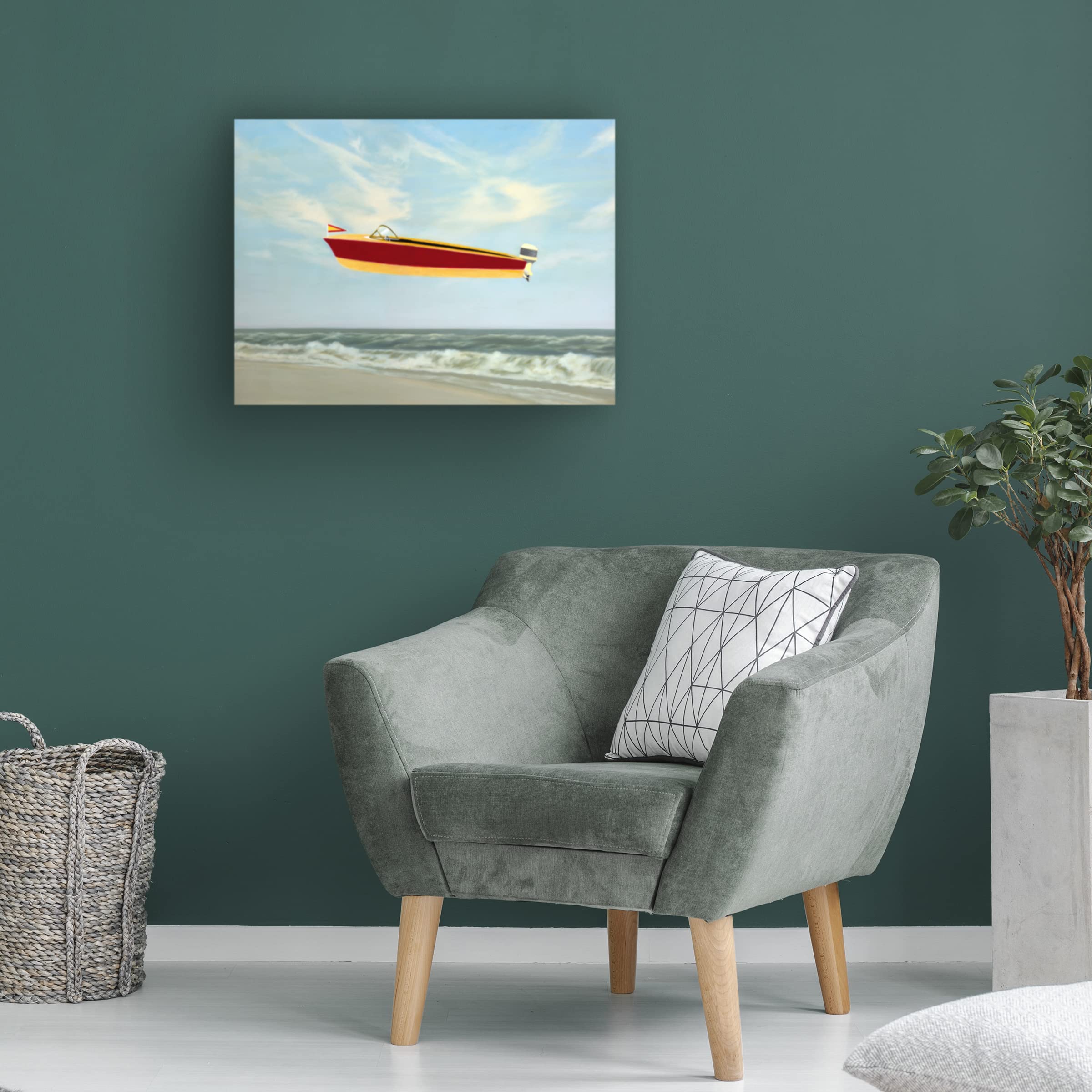 Trademark Fine Art 'Speedboat' Canvas Wall Art by Rick Monzon - Modern Nautical Decor for Living Room, Office & Beach House