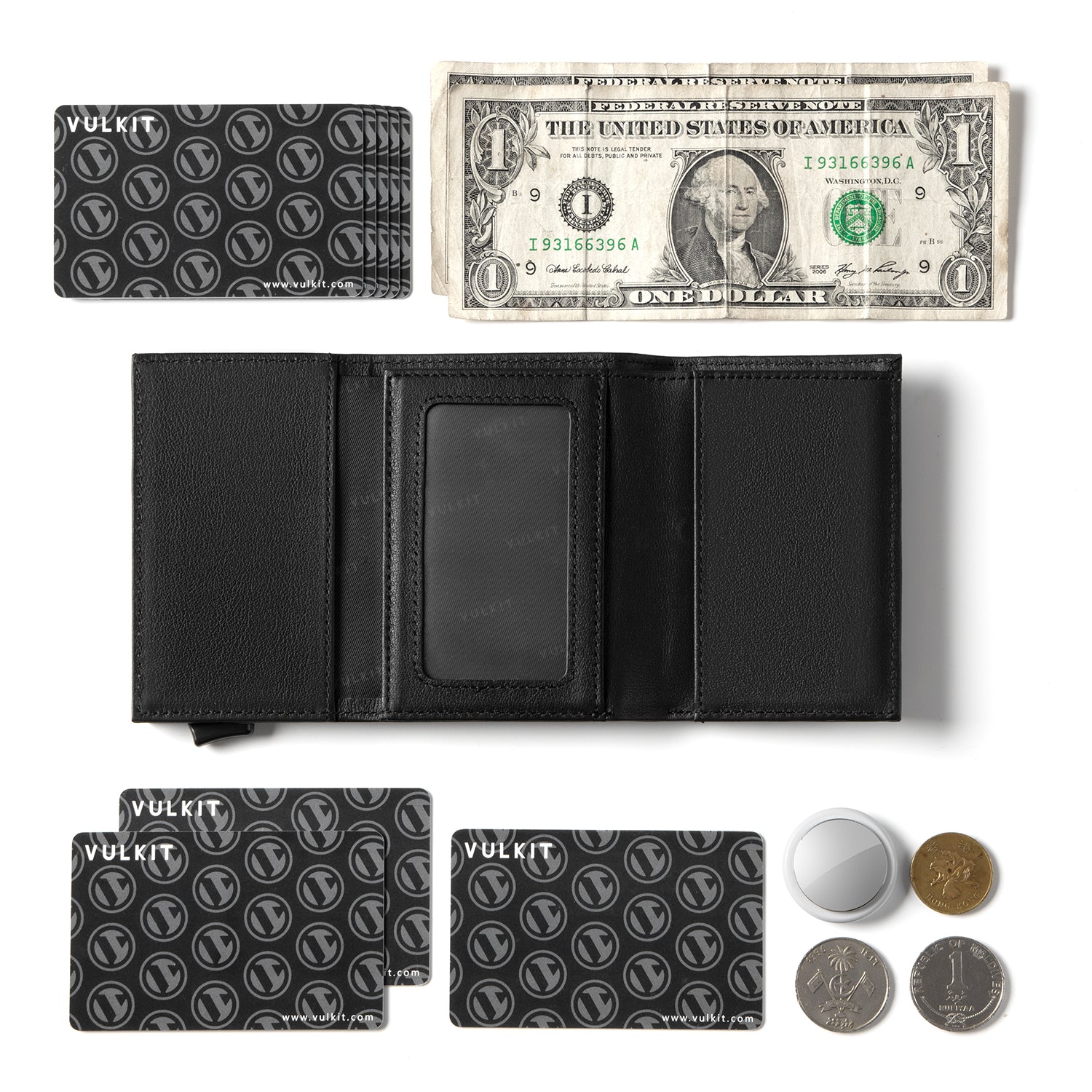 VC203P Genuine Leather Tri-Fold Wallet with Back Zipper Slot & Magnetic Closure - RFID Blocking, Slim Design for Men's Everyday Carry & Travel Essentials